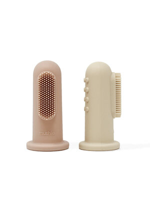 mushie finger toothbrush 2 pack - shifting sand/blush