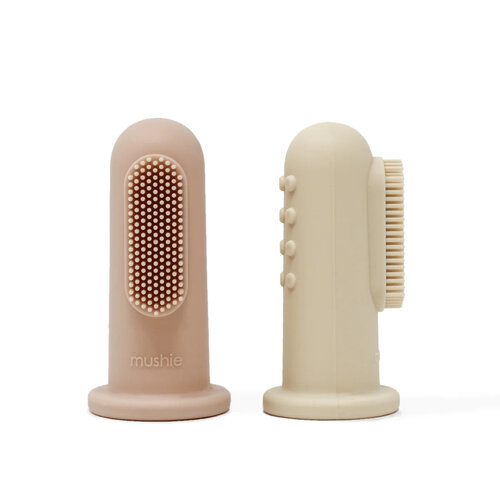 mushie finger toothbrush 2 pack - shifting sand/blush