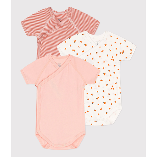 petit bateau 3 KATOENEN OVERSLAGBODY'S MET PRINT EN KORTE MOUWEN