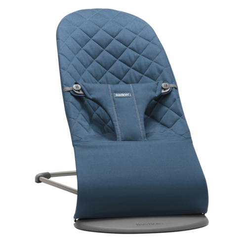 babybjorn Bouncer bliss cotton, classic quilt - midnight blue/dark grey frame