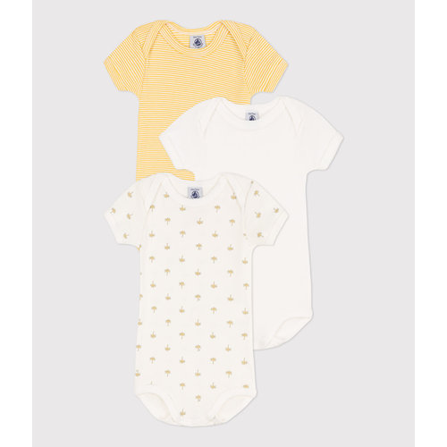 petit bateau SET VAN 3 BODY'S MET KORTE MOUWEN EN PALMPRINT