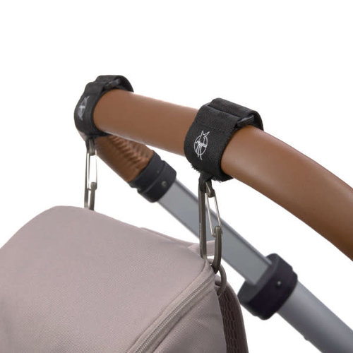 lassig Stroller Hooks with Carabiner (2 pcs), grey