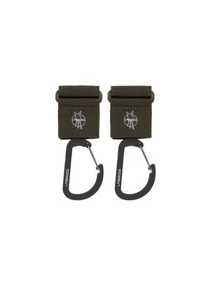 lassig Stroller Hooks with Carabiner (2 pcs), olive