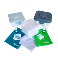 all in one baby wipes kit zilvergrijs - white cotton terry