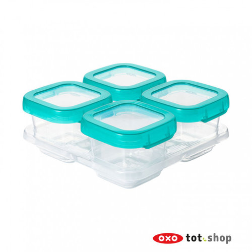 oxo Babyvoeding Bewaarbakjes Groen (Teal) 4 x 180 milliliter oxo Babyvoeding Bewaarbakjes Groen (Teal) 4 x 180 milliliter