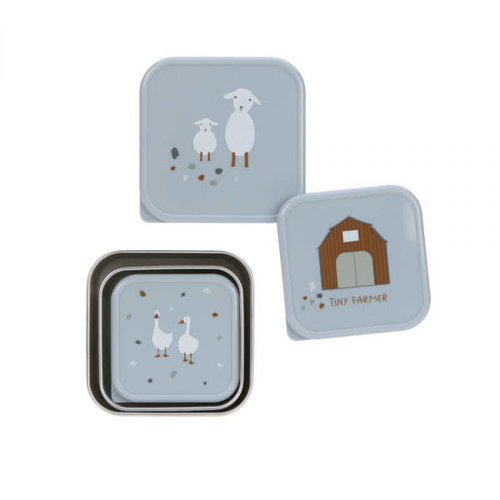 lassig Snackbox stainless steel 3pcs assorted tiny farmer blue lassig Snackbox stainless steel 3pcs assorted tiny farmer blue