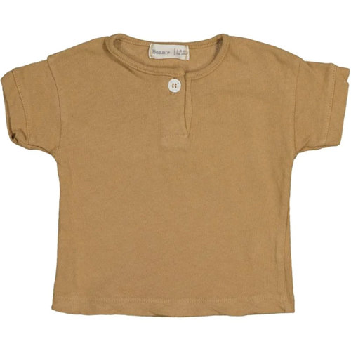 Beans Barcelona ICE CREAM linen t-shirt buttons tan Beans Barcelona ICE CREAM linen t-shirt buttons tan