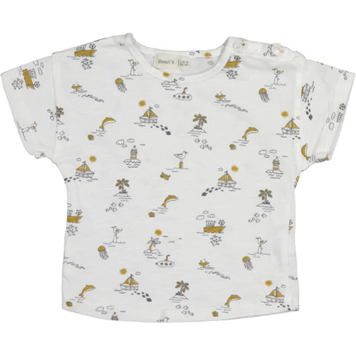 Beans Barcelona SUBMARINE printed boats t-shirt off white Beans Barcelona SUBMARINE printed boats t-shirt off white