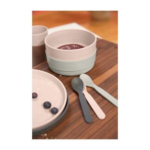 lassig Dish Set PP/Cellulose Uni powder pink (plate, mug, bowl, spoon)