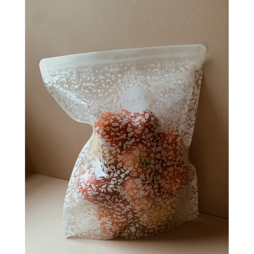 haps nordic transparent terrazzo reusable snack bag 1000 ml