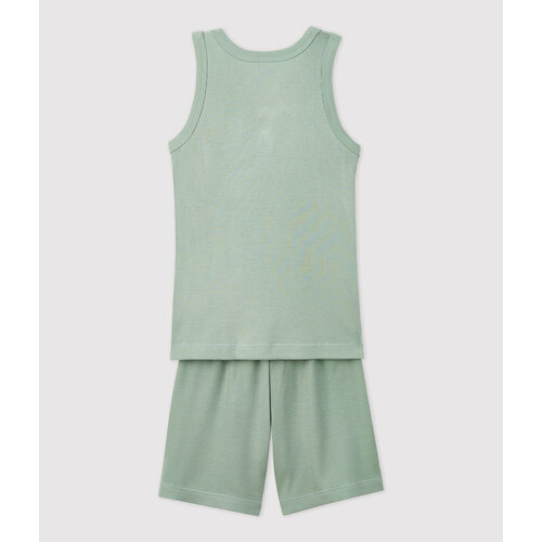 petit bateau Zomerpyjama jongen 2-delig effen ribkatoen jade