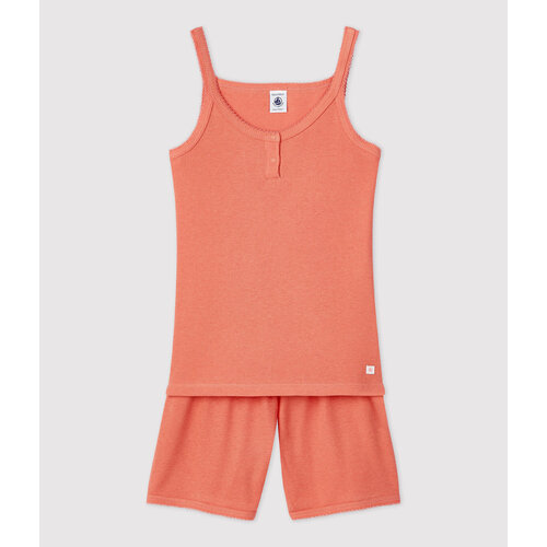 petit bateau Zomerpyjama 2-delig effen ribkatoen papaya petit bateau Zomerpyjama 2-delig effen ribkatoen papaya