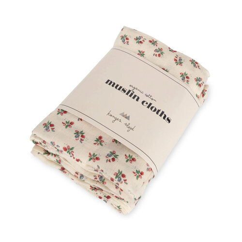 konges slojd 3-pack muslin cloths fleur tricolore