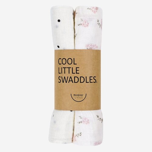 Little swaddle pansies/dots cream 2-pack