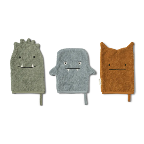 liewood Sylvester washcloth 3-pack monster blue fog mix liewood Sylvester washcloth 3-pack monster blue fog mix