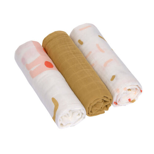 lassig Heavenly soft Swaddle L (3 pcs) - Little Mateys, spicy orange