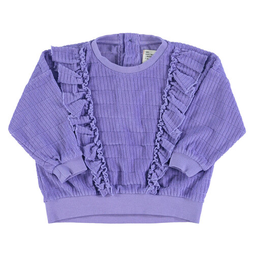 piu piu chick Terry cotton sweatshirt | Purple w/ frills on chest piu piu chick Terry cotton sweatshirt | Purple w/ frills on chest