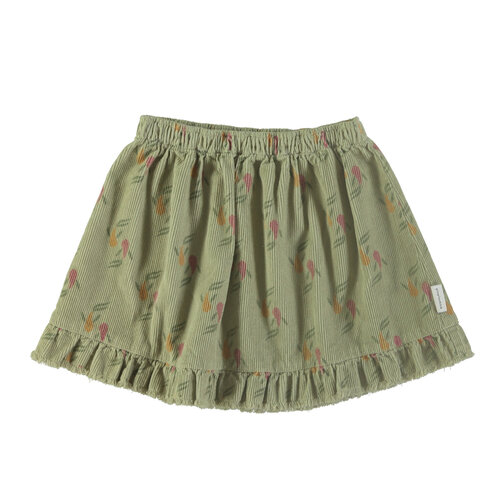 piu piu chick Knee lenght skirt w/ ruffles | Sage green w/ multicolor fishes piu piu chick Knee lenght skirt w/ ruffles | Sage green w/ multicolor fishes