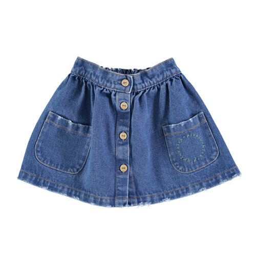 piu piu chick Knee lenght skirt w/ pockets | Washed navy denim piu piu chick Knee lenght skirt w/ pockets | Washed navy denim