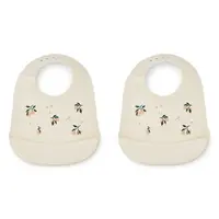 Tilda silicone bib 2pack - peach/sea shell mix