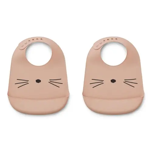 liewood Tilda Silicone Bib 2-Pack Cat rose