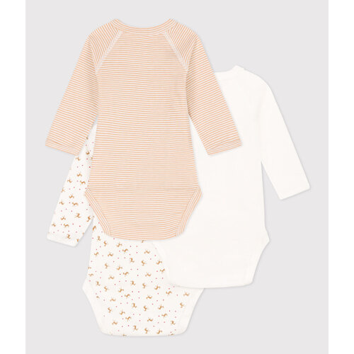 petit bateau SET VAN 3 KATOENEN OMSLAGBODY'S LANGE MOUWEN hert