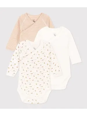 petit bateau SET VAN 3 KATOENEN OMSLAGBODY'S LANGE MOUWEN hert