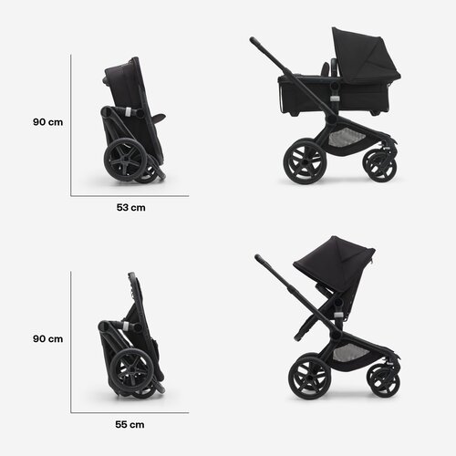 bugaboo Fox 5 kinderwagen met wieg en stoel - graphite frame/stromy blue