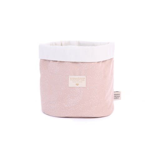 nobodinoz PANDA BASKET MEDIUM 24X20 WHITE BUBBLE/ MISTY PINK