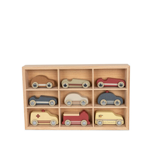 Konges slojd wooden mini car 9 pcs fcs beige
