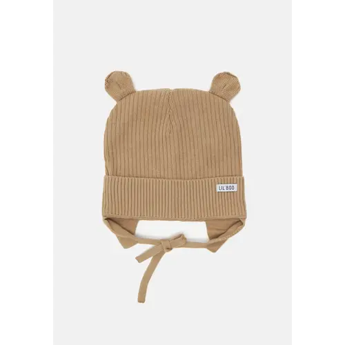 lil'boo ORGANIC BEAR BEANIE W. EARS - LIGHT BROWN