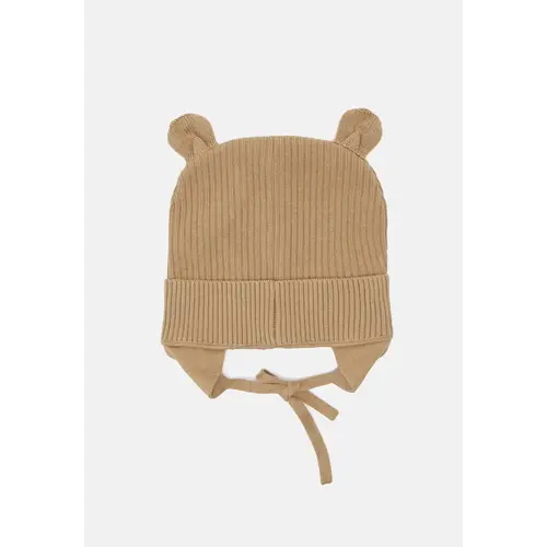 lil'boo ORGANIC BEAR BEANIE W. EARS - LIGHT BROWN