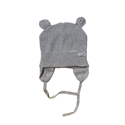 lil'boo ORGANIC BEAR BEANIE W. EARS - LIGHT GREY MEL