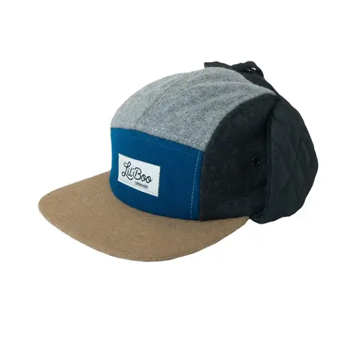 lil'boo WOOL BLOCK 5 PANEL W. EARS - GREY/BLUE