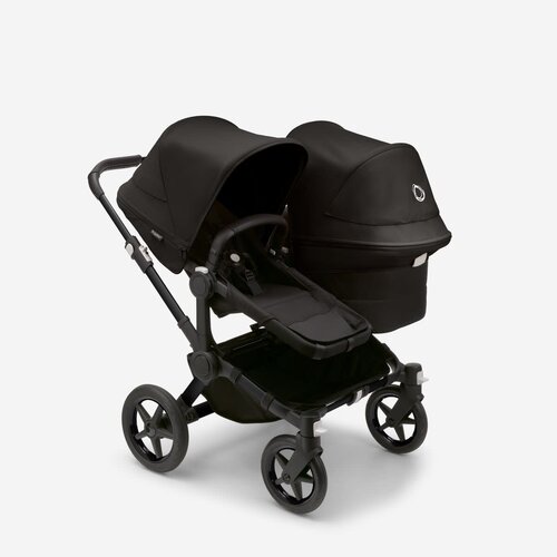 bugaboo Donkey 5 Duo kinderwagen met wieg en stoel Midnight black - black onderstel