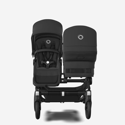 bugaboo Donkey 5 Duo kinderwagen met wieg en stoel Midnight black - black onderstel