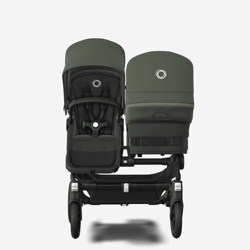 bugaboo Donkey 5 Duo kinderwagen met forest green zonnekap  - black wieg, stoel en onderstel