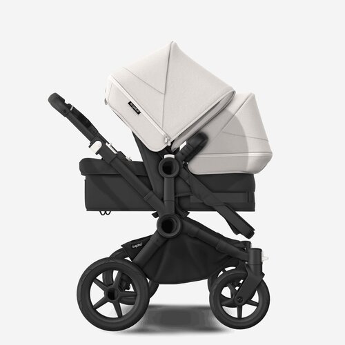 bugaboo Donkey 5 Duo kinderwagen met misty white zonnekap - black bekleding en onderstel