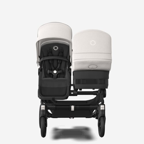 bugaboo Donkey 5 Duo kinderwagen met misty white zonnekap - black bekleding en onderstel