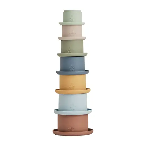 oyoy living design Tawa Silicone Stacking Cups - caramel/blue