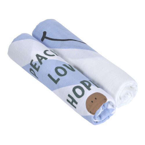 lassig Heavenly soft Swaddle XL happy rascals smile sky (120x120cm)