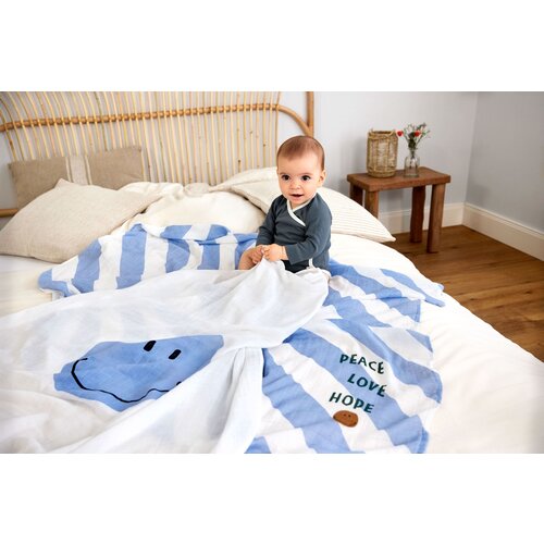 lassig Heavenly soft Swaddle XL happy rascals smile sky (120x120cm)