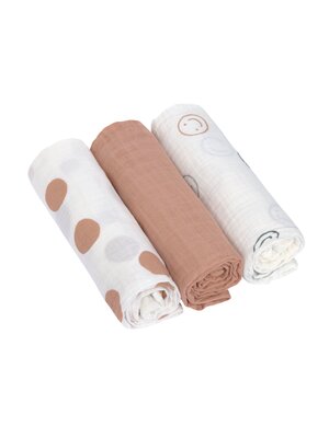 lassig swaddle & burp blanket L tiny smile maple (85x85cm)