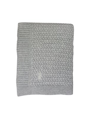 mies & co Soft knitted blanket toddler bed soft grey