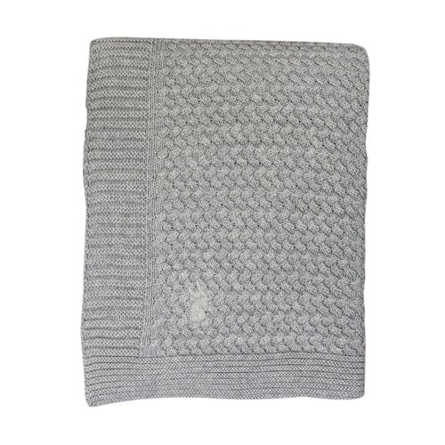 mies & co Soft knitted blanket toddler bed soft grey