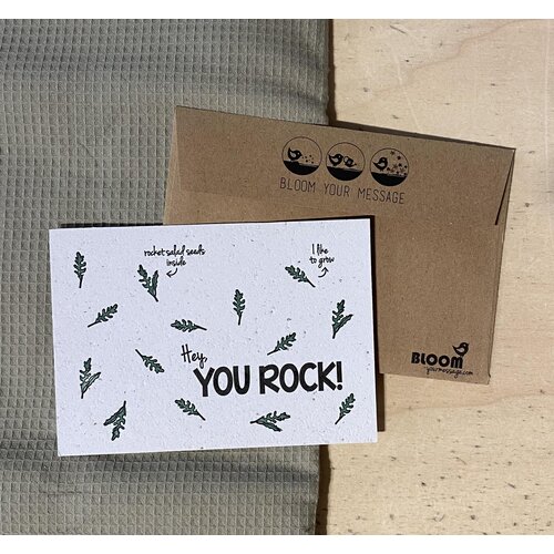 bloom your message you rock - card rocket salad