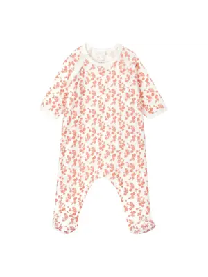 petit bateau Pyjama wit met roze bloempjes uit biokatoen