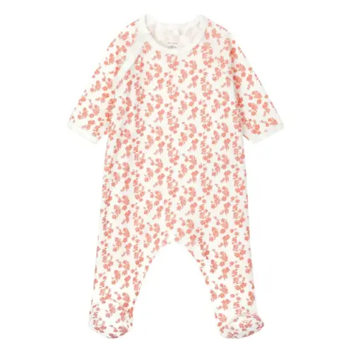 petit bateau Pyjama wit met roze bloempjes uit biokatoen