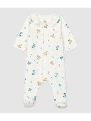 petit bateau Pyjama bloemenprint met kraagje uit biologisch katoenfluweel