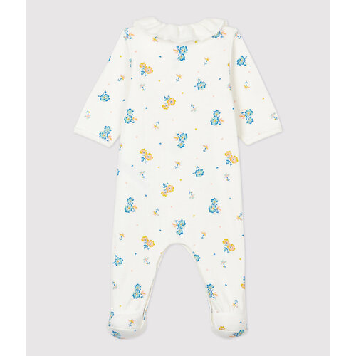 petit bateau Pyjama bloemenprint met kraagje uit biologisch katoenfluweel